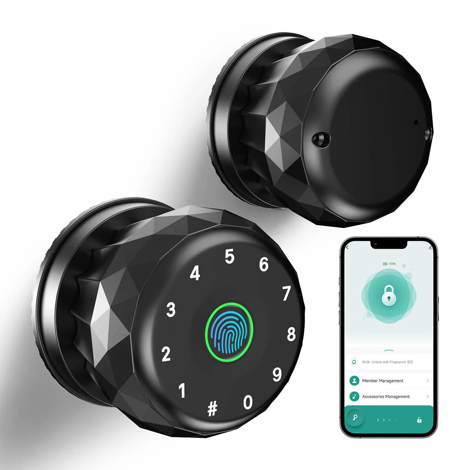 Viladepot Smart Lock Fingerprint, Passcode, App Control, Type-C Emergency Power, Indoor Door Lock