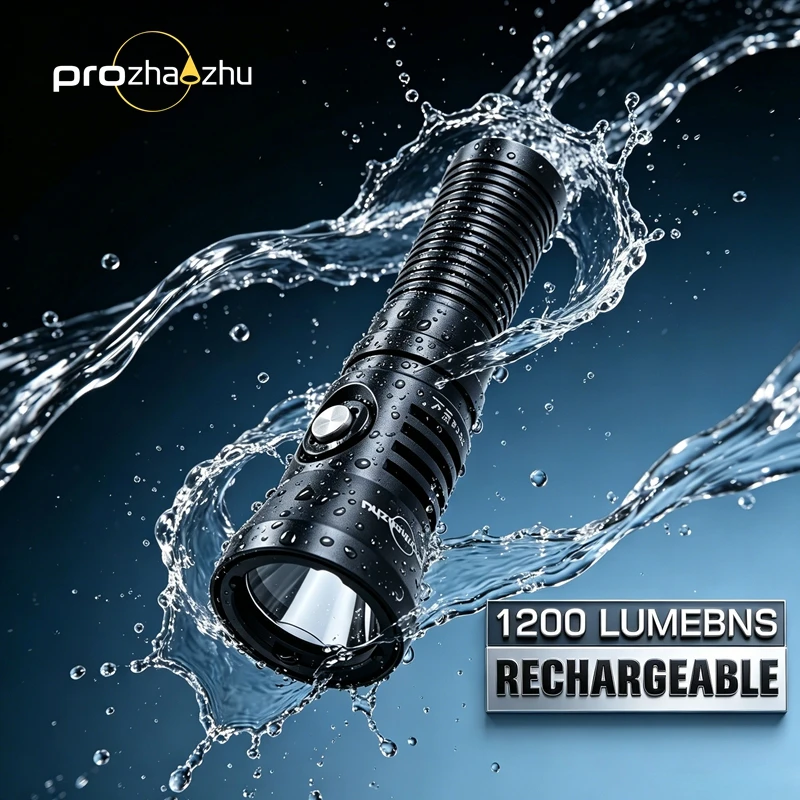 prozhaozhu-dl-b70-充電式ダイビング懐中電灯-ip68-完全防水-100m-水中使用可能-高輝度-1200lm-水中トーチ