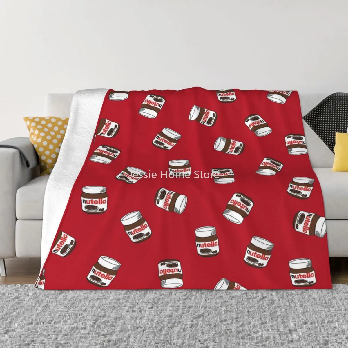 

Foods Cartoon Nutella Blankets Fleece All Season Sweet Candy Choloate Ultra-Soft Throw Blanket for Bedding Outdoor Bedspread