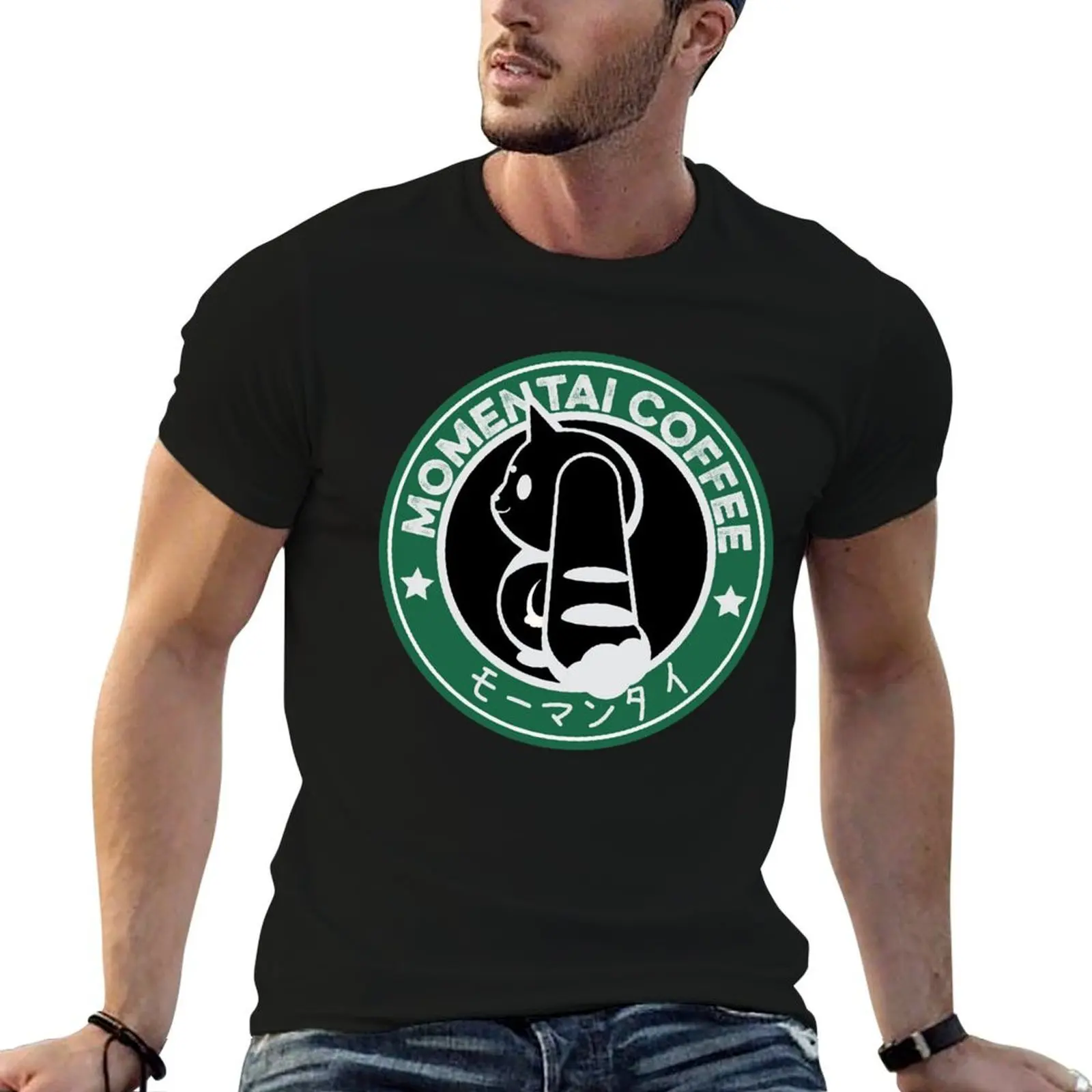 

Momentai chibi Digimon anime logo coffee T-Shirt t shirts with prints cotton t shirts man 100% T-Shirt