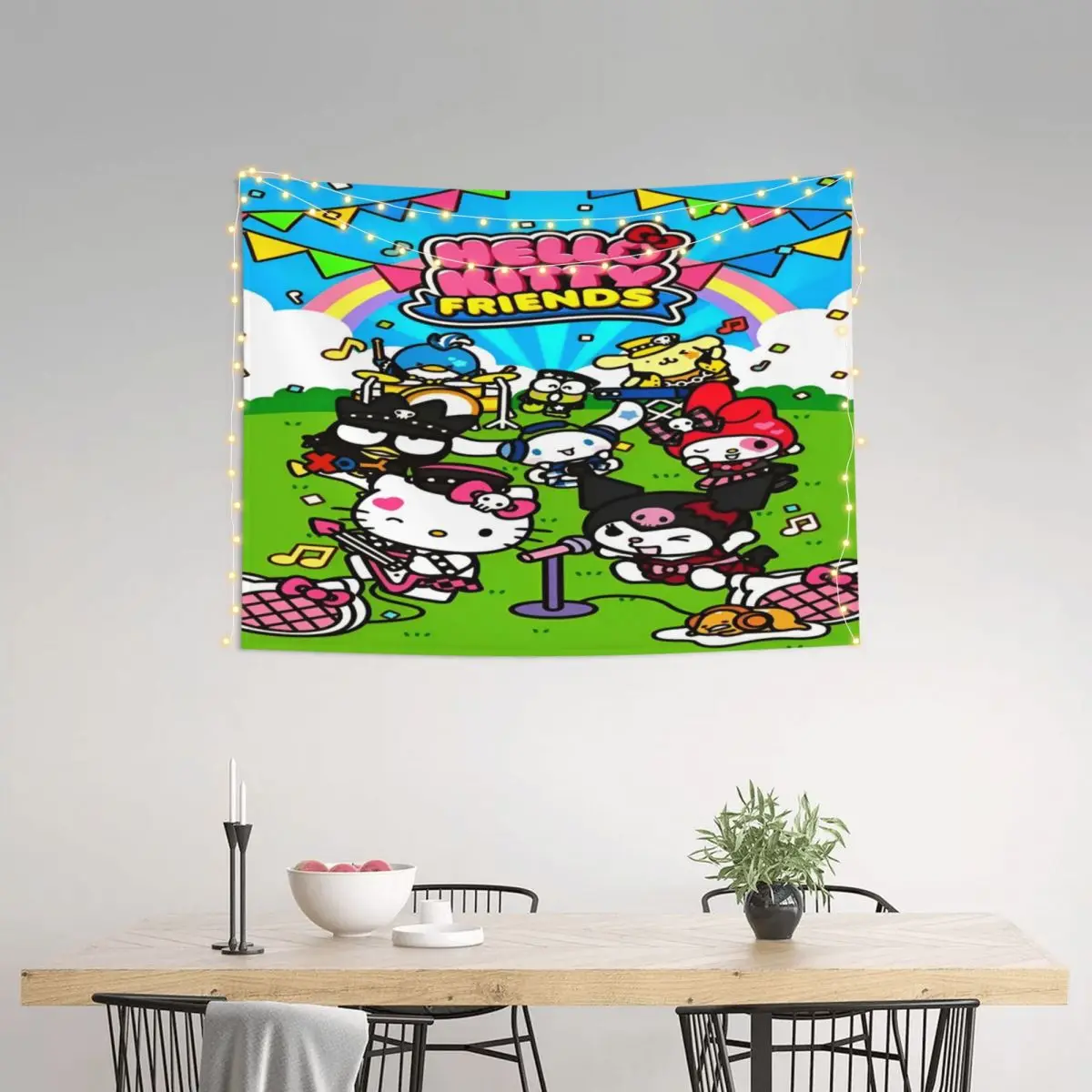 Sanrio Hello Kitty And Friends Tapestry kuromi melody Wall Hanging Tapestries for Living Room Dorm Decor