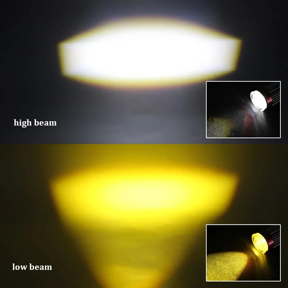 1Pc White Yellow Strobe Motorcycle Headlight 2 Color H4/H6 BA20D With Red Devil Eyes High/Low Beam Motorcycle Bulb For 4 Modes