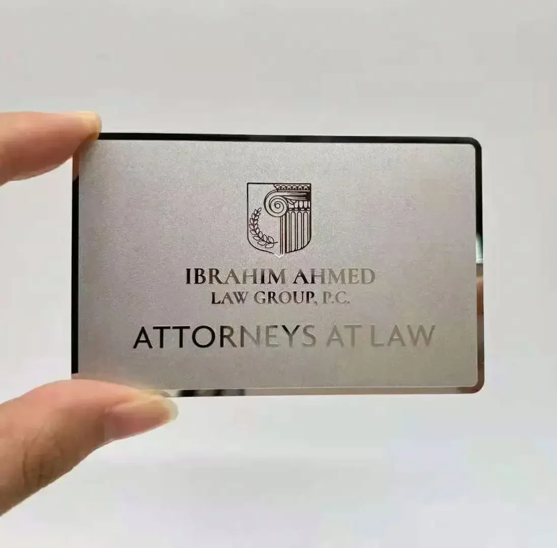 جديد وصول طباعة بطاقة الأعمال المعدنية الفضية