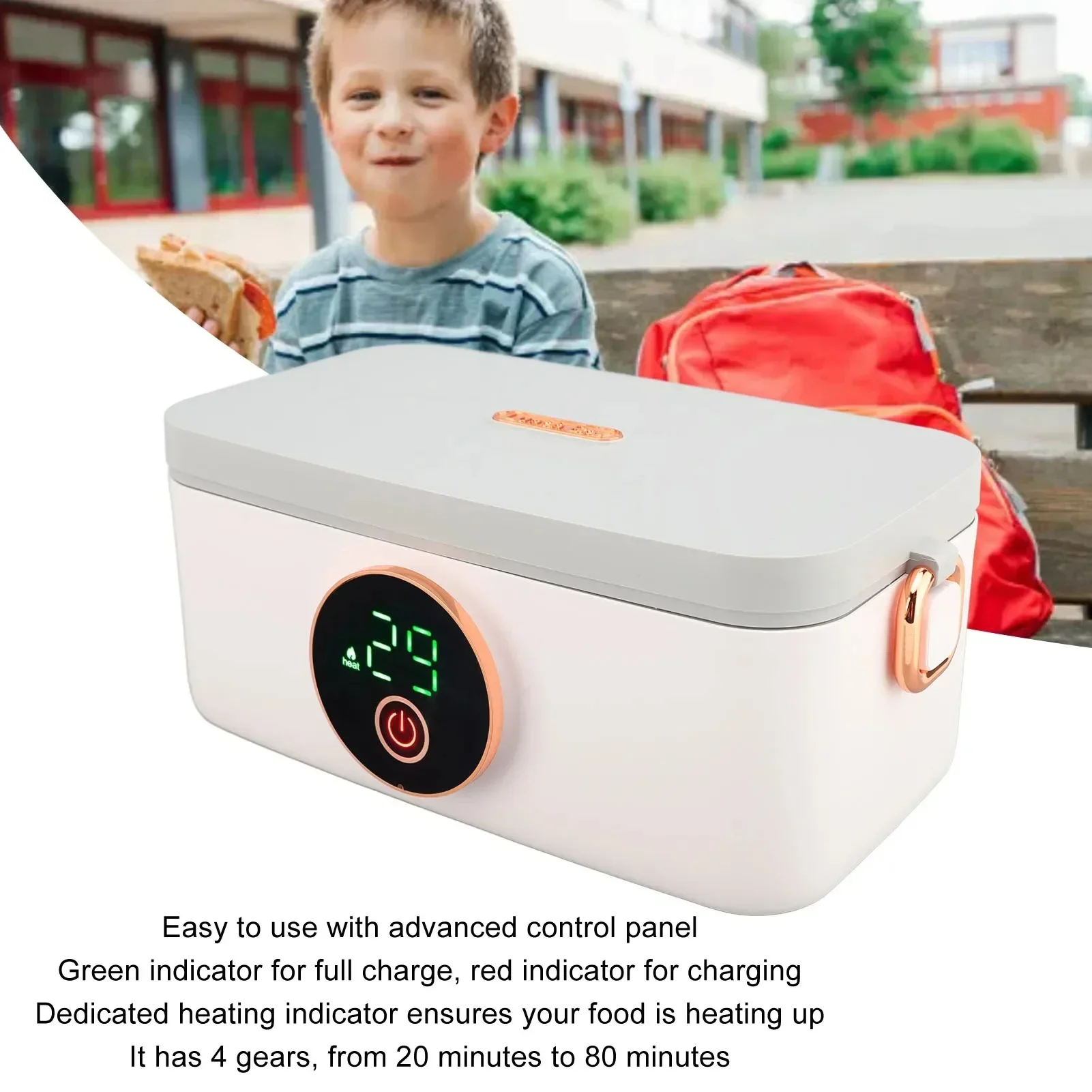 1L سعة USB قابلة للشحن المحمولة اللاسلكية الغداء دفئا صندوق كهربائي لاسلكي لمكتب السفر سيارة LED عرض نوع-C