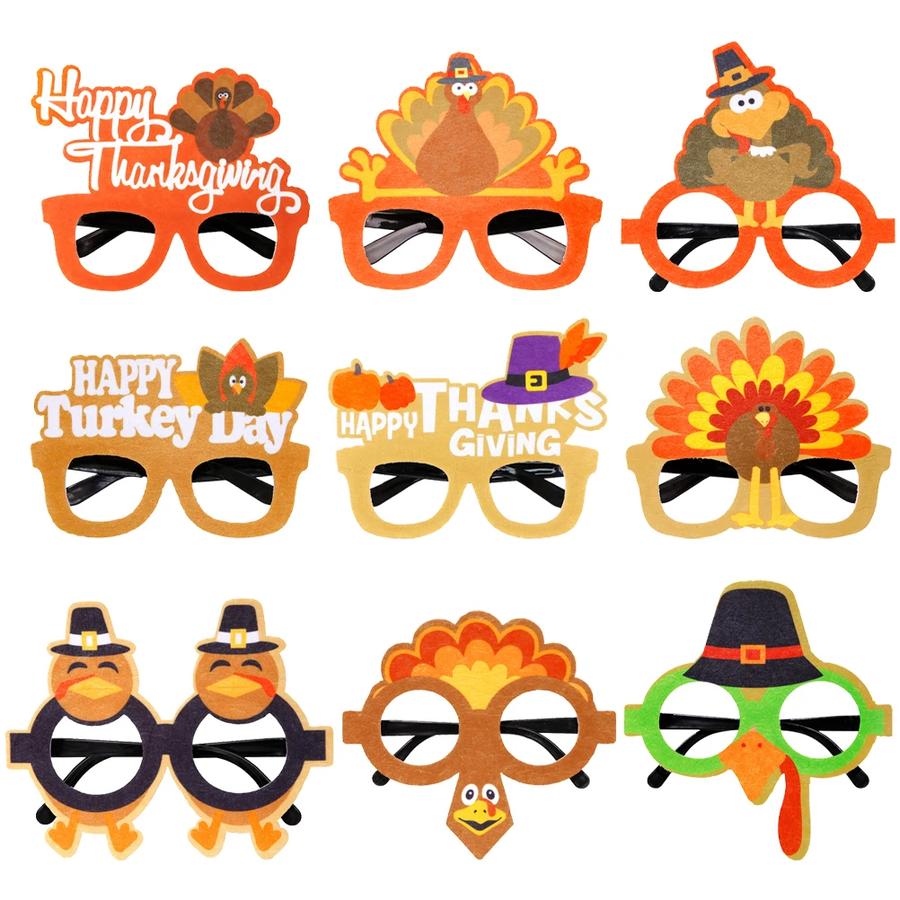

9pcs Party Favors Frames Holiday Party Supplies Funny Decorative Eyewear Thanksgiving Thanksgiving Glasses Accessories