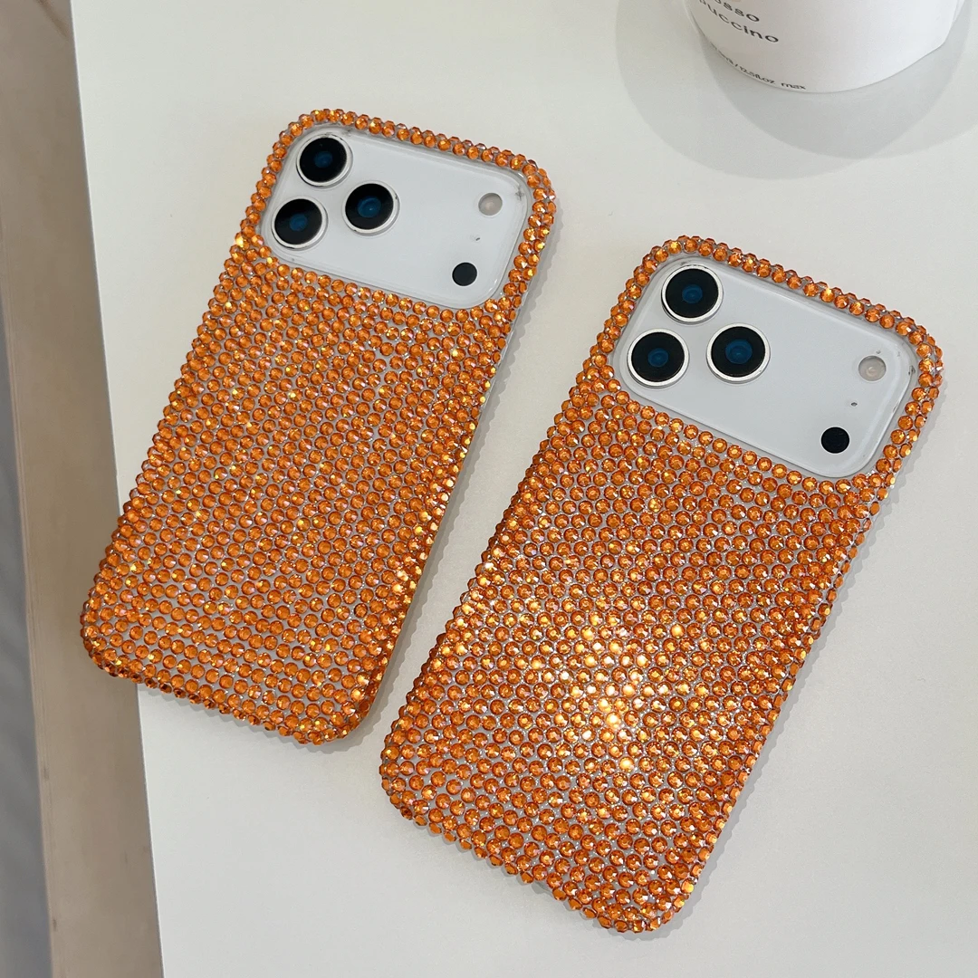 Luxury Anti -Drop Sparkling Full Diamond Glitter Case For iPhone 13 14 15 16 17 Pro Max Plus Shell Shockproof Phone Cover