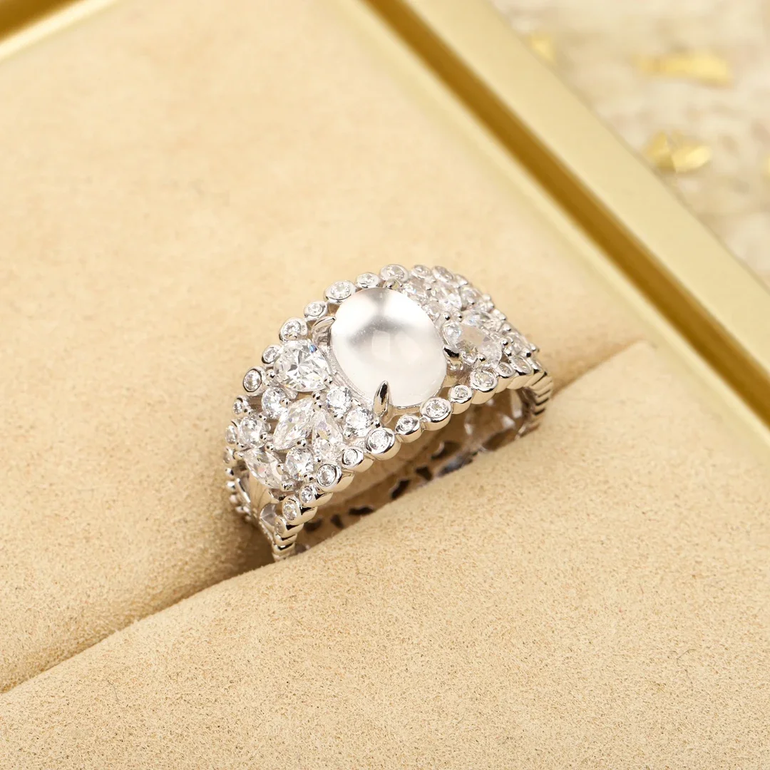 

Fine Top Quality 925 Silver Jade Ring Women Charm Jewelry Trend