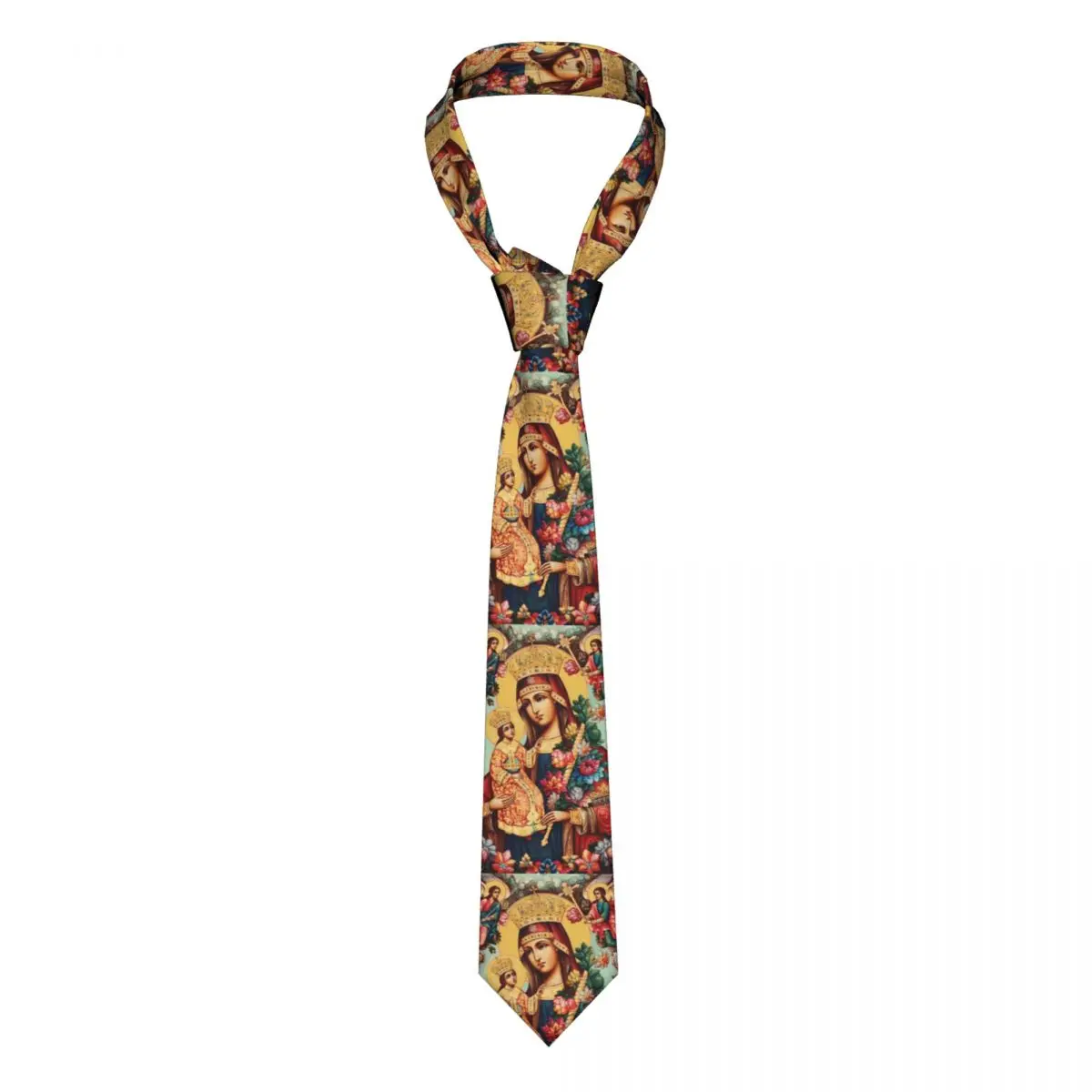 Virgin Mary Tie Queen of Flowers Shirt Fashion Neck Ties Office 8CM Accessories For Men