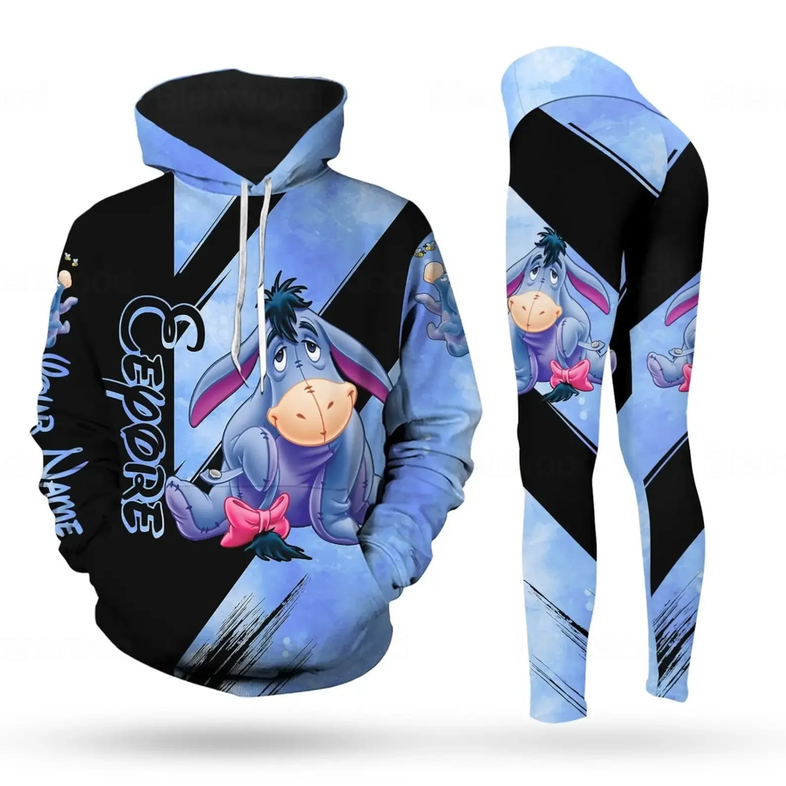 Personalized Eeyore Hoodie and Leggings Suit Women\'s Diseny Winnie the Pooh Hoodie Yoga Pants Sweatpants Fashion Tracksuit Set