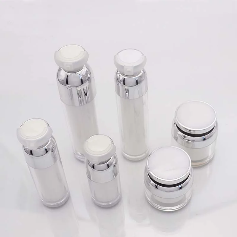 1PCS 15ml-100ml Cosmetic Jar Acrylic Lotion Cans Vacuum Emulsion Bottle Press Cream Pot Sample Vials Airless Makeup Container