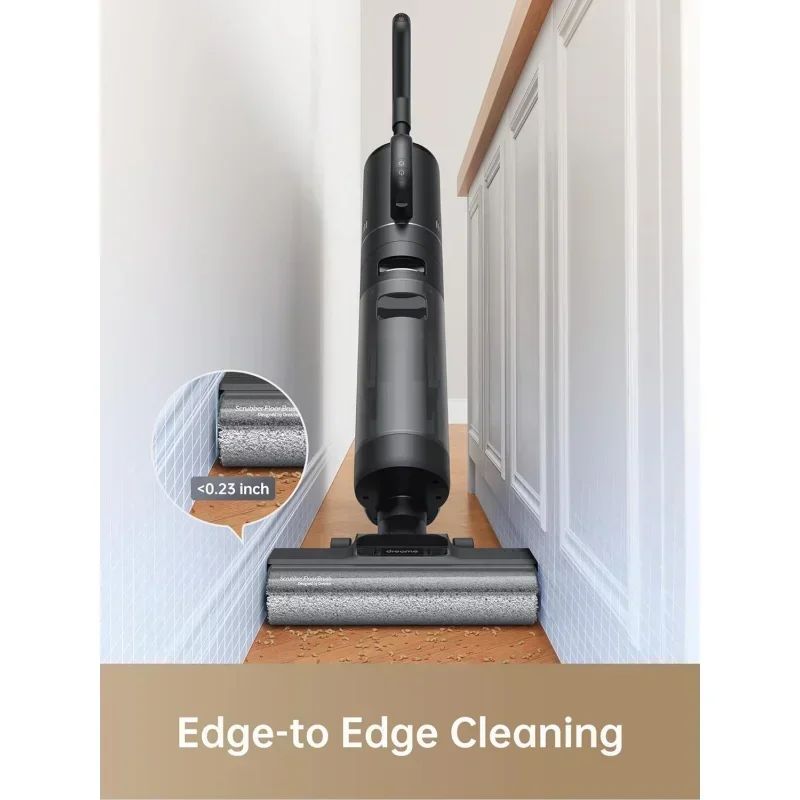 QWDreametech H12 Dual Smart Nat Droog Stofzuiger, Vloerreiniger Mop Combo 4-in-1 Draadloze Stofzuiger met Hete Luchtdrogen