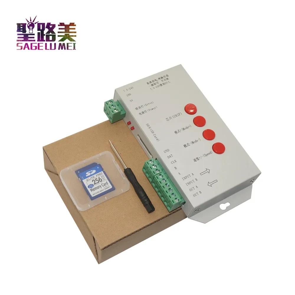 high quality T1000S SD Card WS2801 WS2811 WS2812B LPD6803 LED 2048 Pixels Controller DC5~24V T-1000S RGB Controller