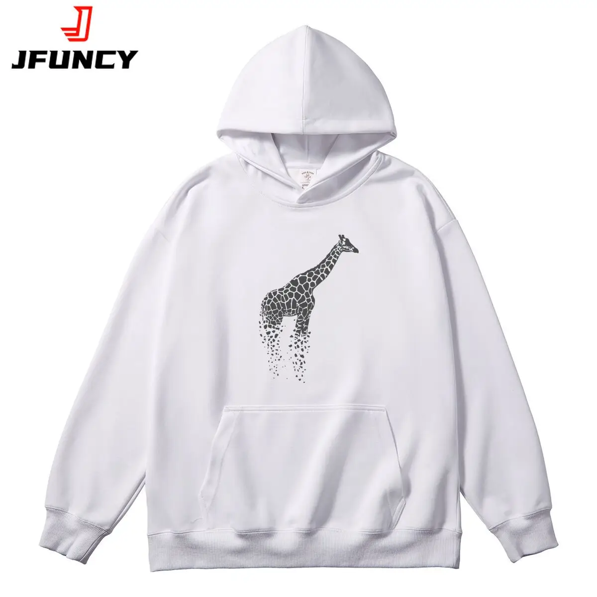 

Women Sweatshirt Oversized Women's Hoodies Grey Giraffe Graphic Hooded Pullover Female Classic Autumn Thick Sportswear