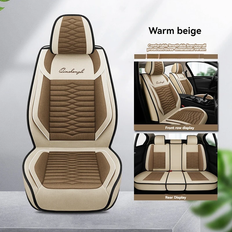 Full Set Of Linen Breathable Car Seat Cover For Volkswagen POLO Quest Tiguan Jetta Golf Lavida Sagitar Car Accessories Protector