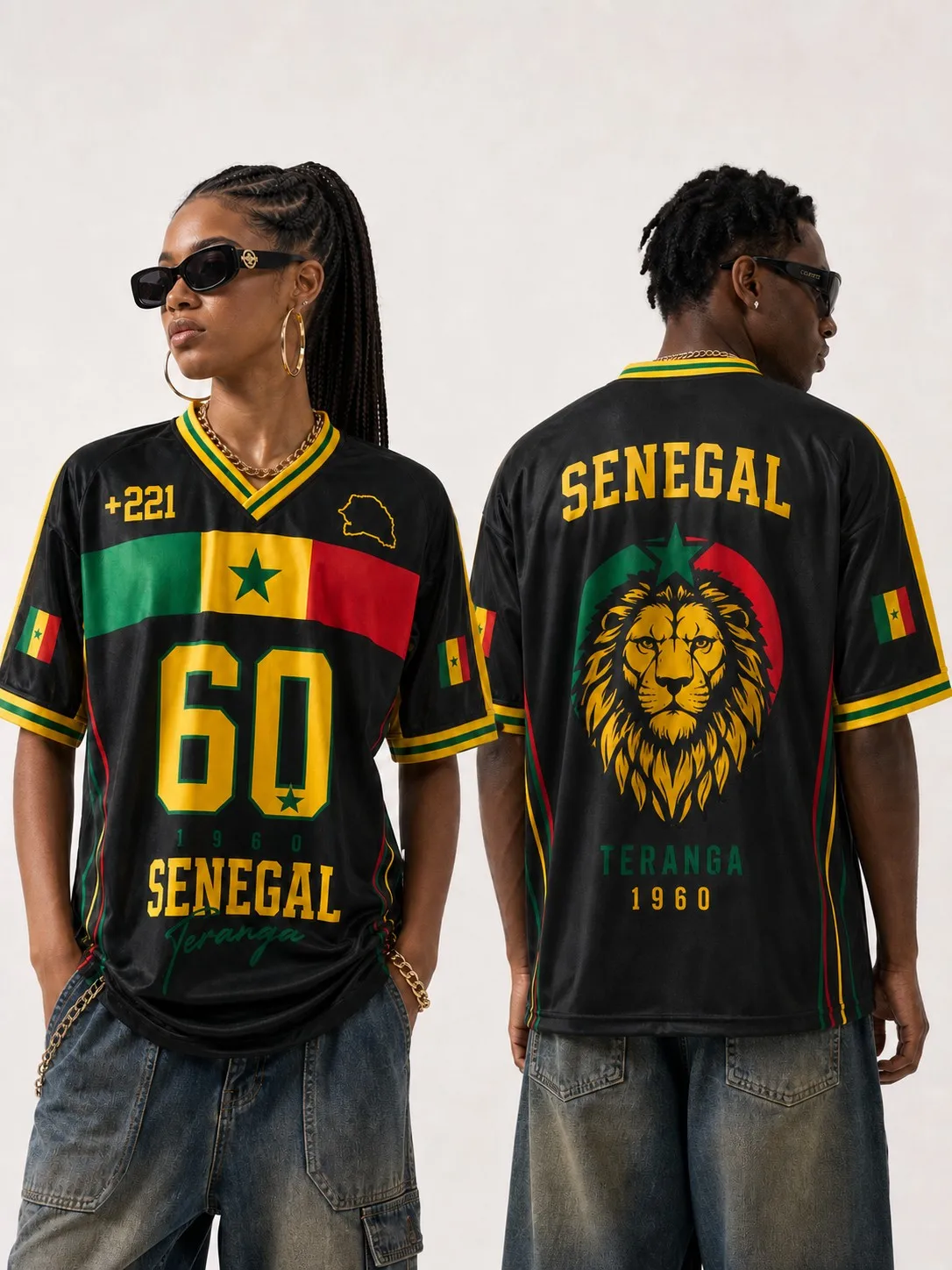 2026 Neues Sommer-Sporttrikot mit Senegal-Muster, Unisex Freizeit-T-Shirt mit V-Ausschnitt und Kurzen Ärmeln – Detail 3