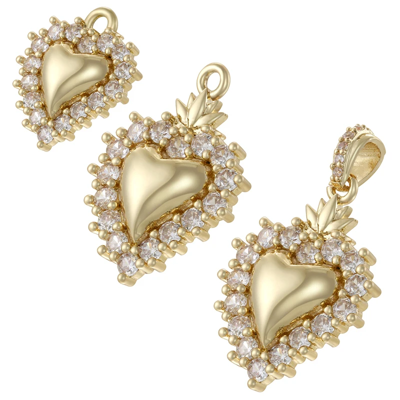 ZHUKOU 9mm/12mm/14mm Cute Heart Charms for Jewelry Making Supplies DIY Woman Earrings Necklace Braclet Pendant:VD1944-VD1946