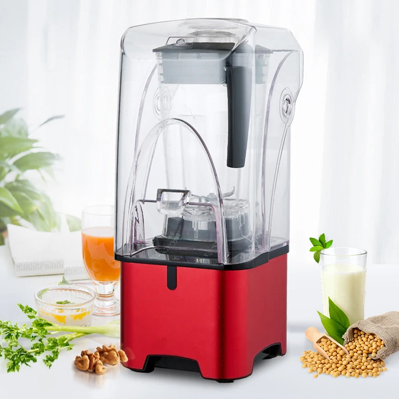 2200W Commercial Blender Smart Timer Blender Mixer Juicer Food Processor 110V 220V Ice Smoothies Crusher With Soundproof Cover