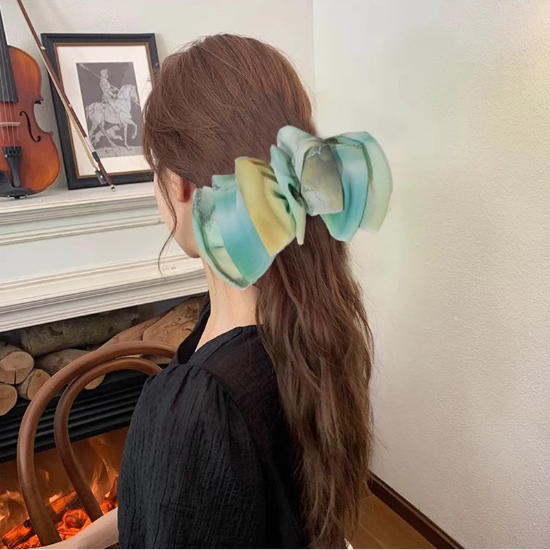 

Lystrfac Fashion Boho Style Fabric Hair Clips for Women Trend MultiColor Hairpins Barrettes Headband Largesize Hair Accessories