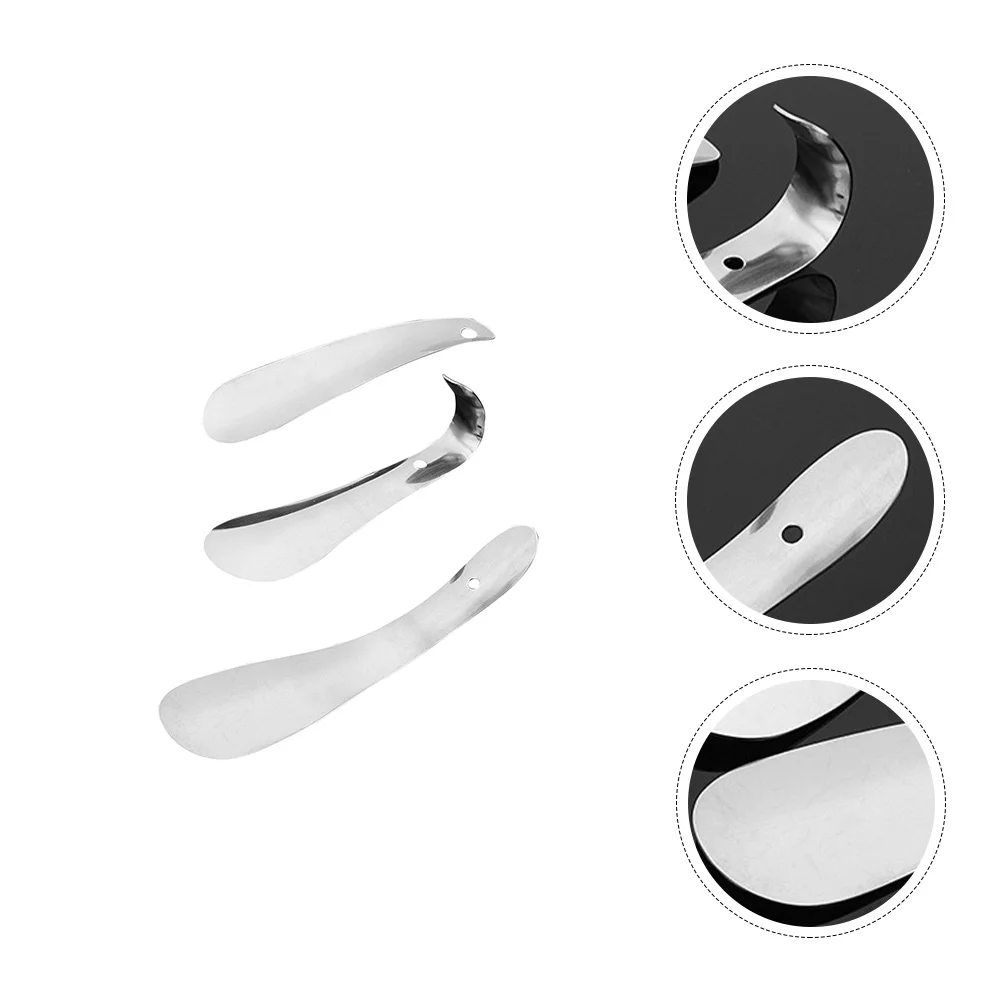 

3 Pcs Stainless Steel Shoehorn Rack Shoehorns Wearing Tools Practical Footwear Lifters Travel