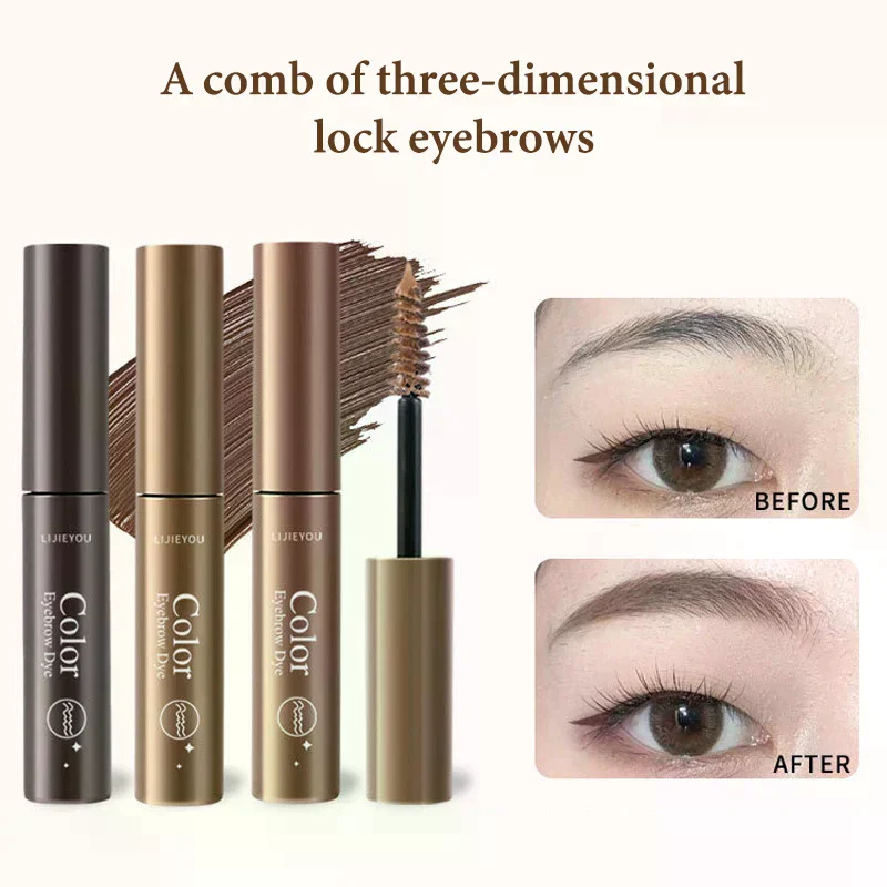 3 Colors Long-lasting Fixed Eyebrow Mascara Cream Waterproof Dyeing Color Quick-dry Eyebrow Gel With Brush Eye Beauty Makeup