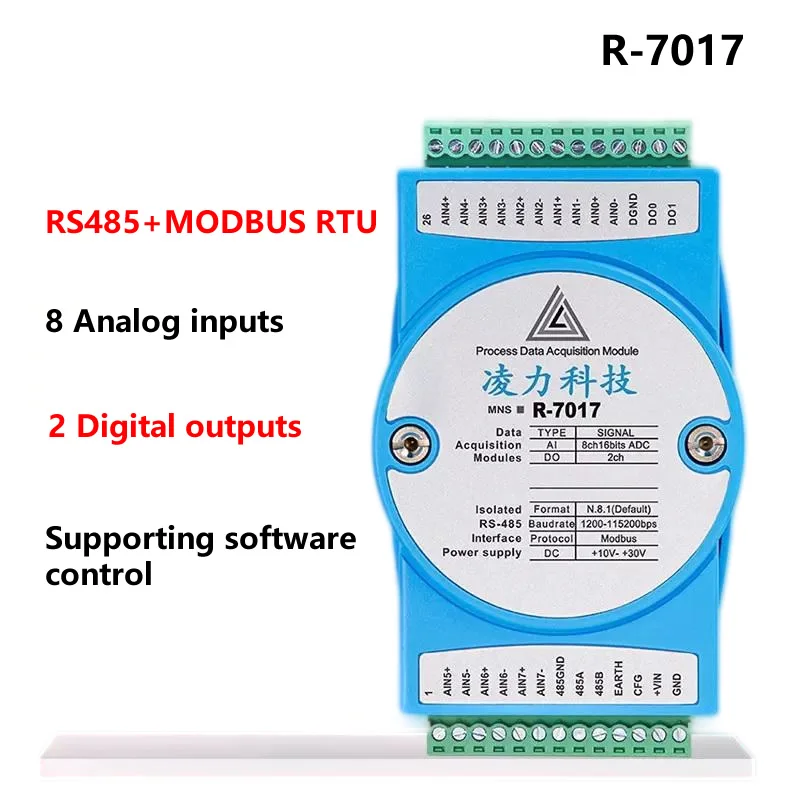 8-Channel AI Input 4-20mA to RS485 High-speed Analog Acquisition Module Modbus RTU 0-10V Isolation