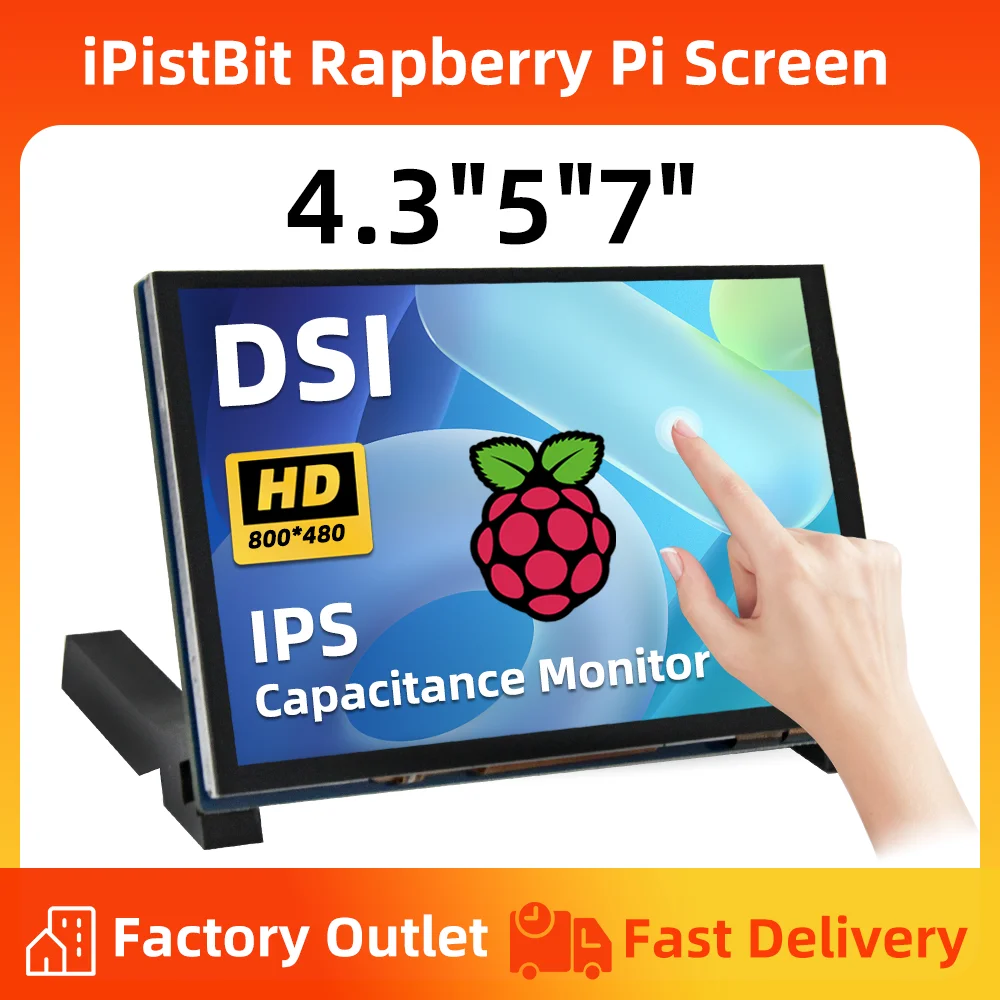 

iPistBit 4.3/5/7 Inch DSI Touch Screen LCD Display Portable Capacitive Touchscreen Monitor 800x480 for Raspberry Pi 5 4 3 3B+ 2