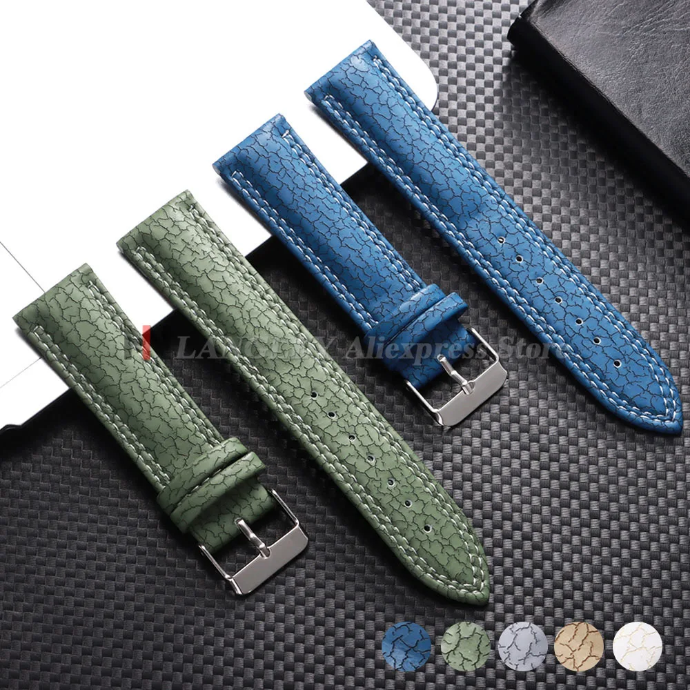 Uhrenarmbänder aus weichem Leder, 18 mm, 20 mm, 22 mm, für Huawei Watch GT4/GT5-Band, Rissmuster-Design für Damen und Herren, Ersatzarmband