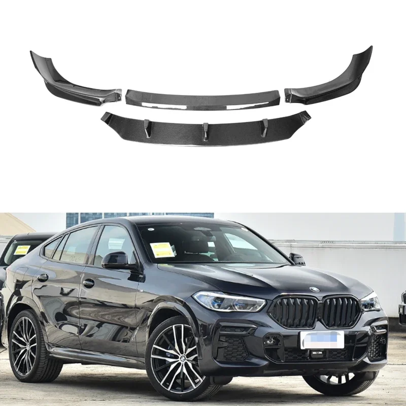 Front Bumper Spoiler Splitter Lip For BMW 2020-2022 X6 G06 M Sport Carbon fiber Car Lower Guard Blade Protector Board Body Kit