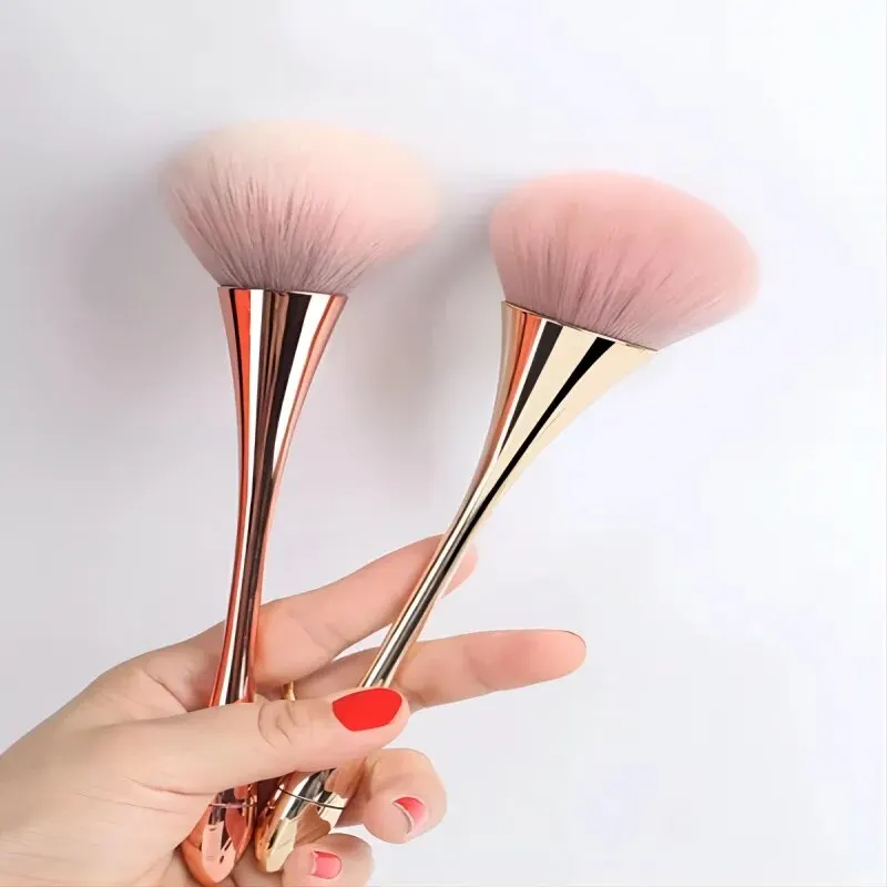 Rosa de ouro em pó blush escova profissional compõem escova grande rosto cont cosméticos rosto cont brocha colorete compõem ferramenta