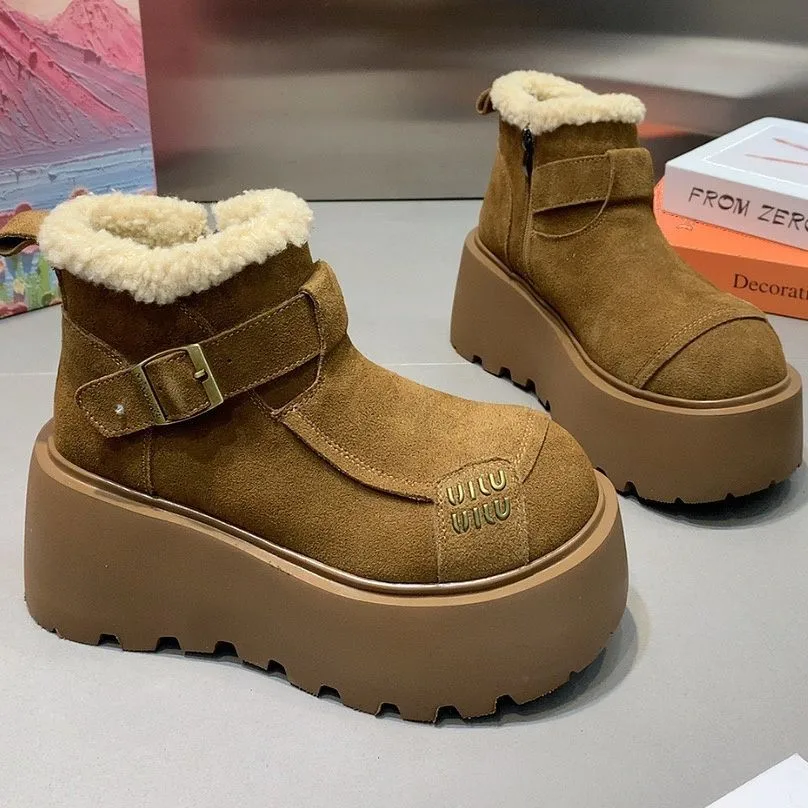 

2026 Winter Platform Boots - Furry Lined Slip-Resistant Snow Boots for Women, Warm Anti-Slip Flat Sole, Cozy Retro Winter Shoes