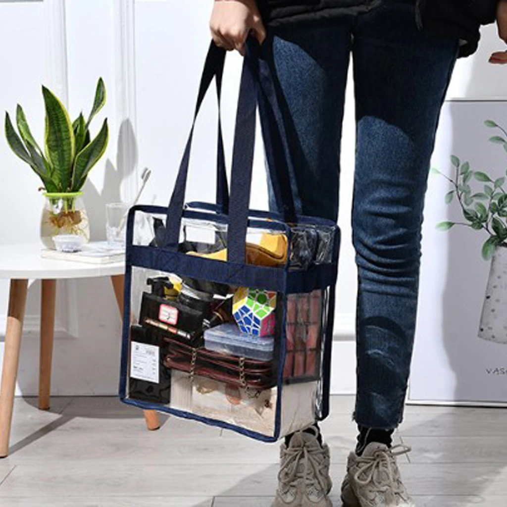 Clear Totes Bag PVC Transparent Purse Handbag Zipper Security Stadium