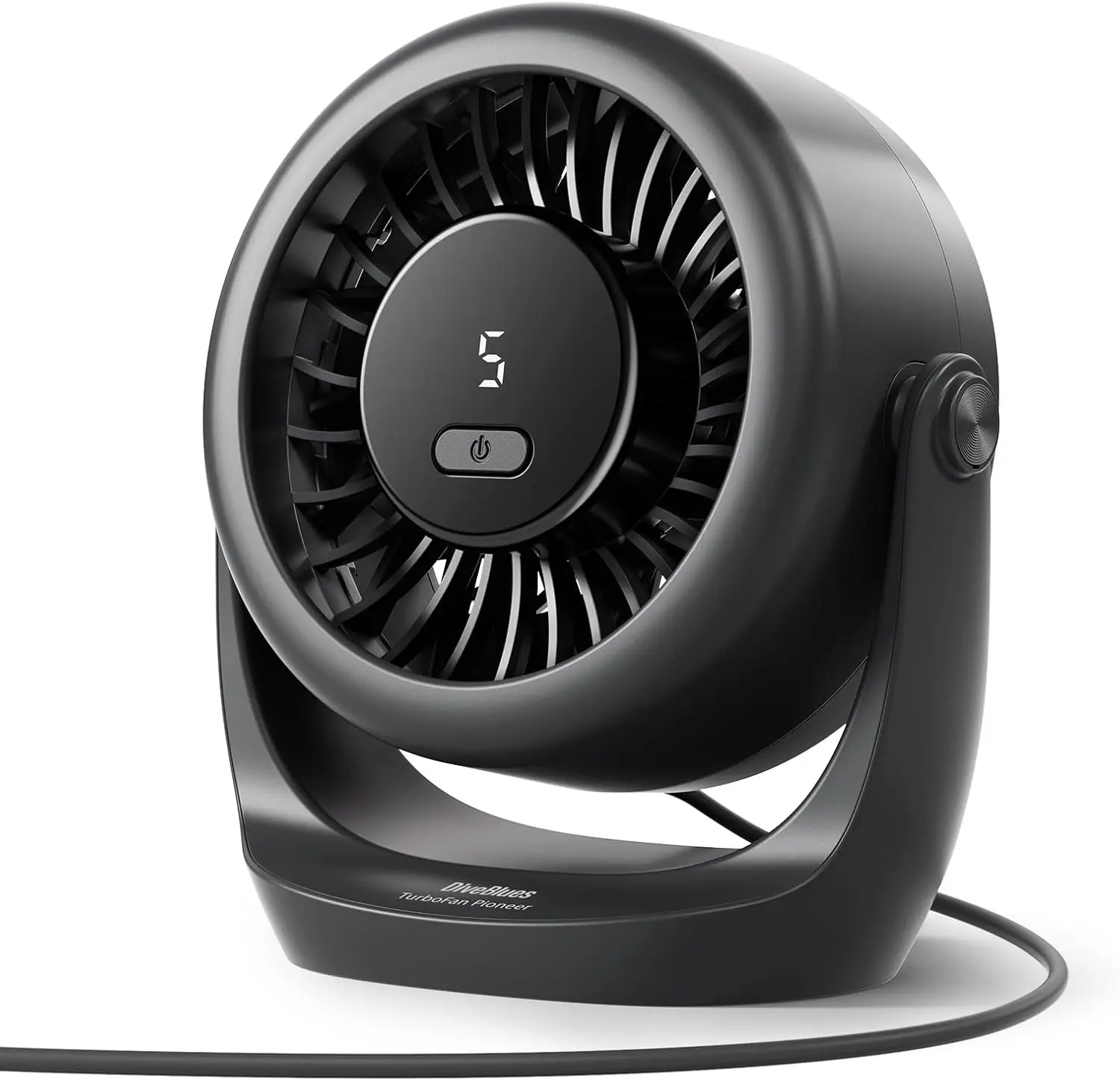 

USB Mini Desk Fan, 5-Speed, 360° Rotating, LED Display, Ultra-Quiet Portable Cooling Fan for Home & Office