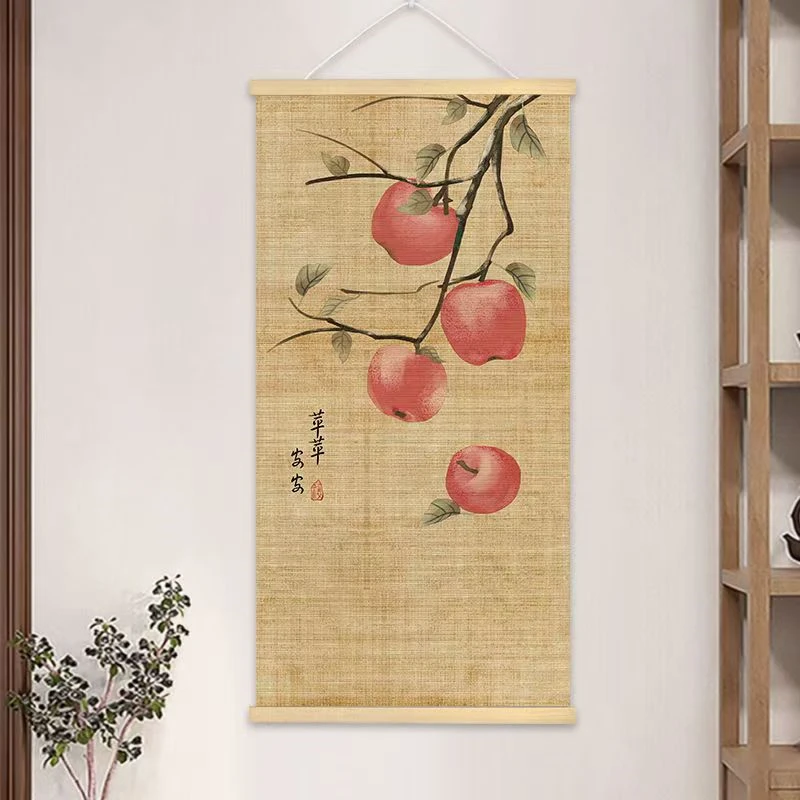 Pintura suspensa de flor de ameixa, pintura de bambu de parede de fundo, pintura de decoração de sala de estar, decoração de feng shui para casa