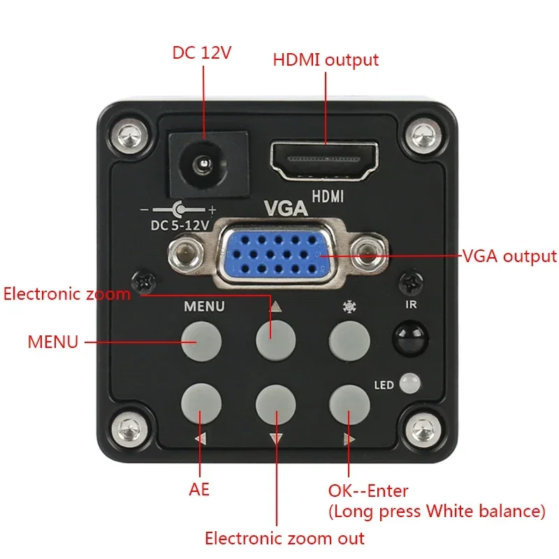 14MP 1080P HDMI VGA Video Digital Microscope Camera 100X 130X Zoom C Mount Lens 56 LED Light For Phone Soldering Repair Tools