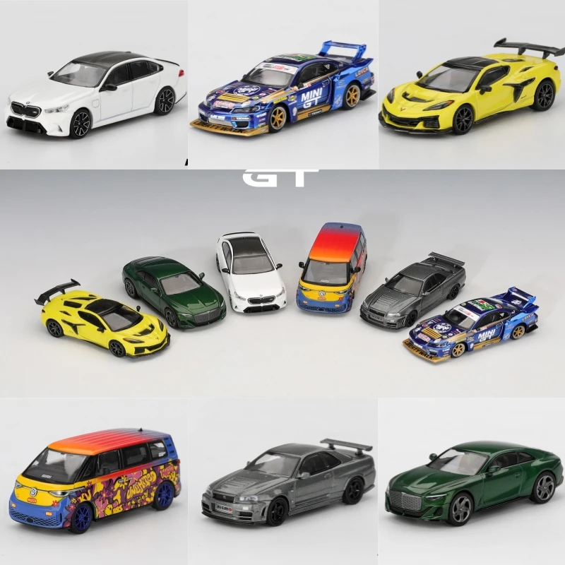 [البيع المسبق] سيارة MINI GT 1:64 M5 Alpine Touring LB-Super S15 ZR1 IDBuzz R34 MCL38 Mustang VeilSide FFZ400 Z06 GT3 موديل Diecast