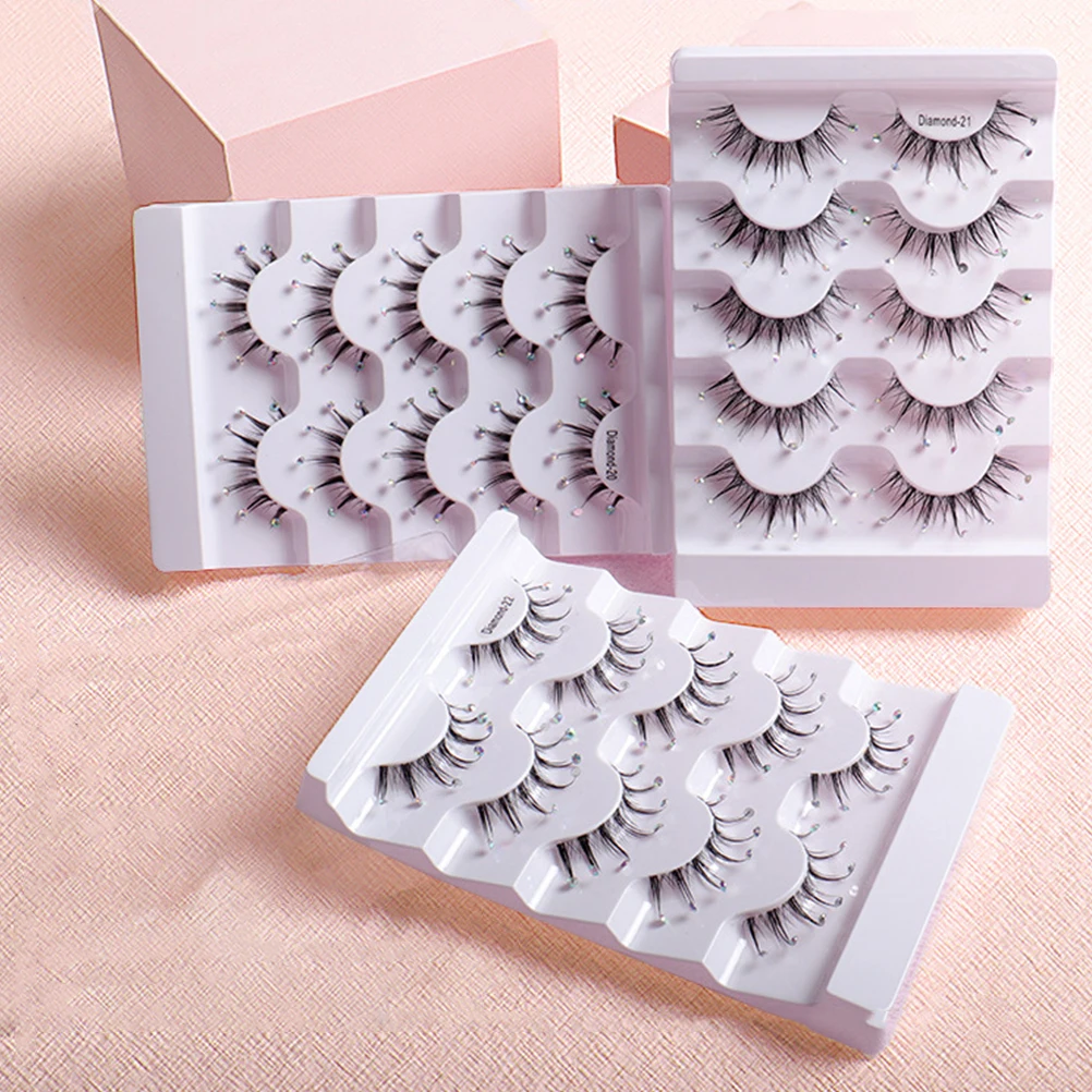 

False Eyelashes Long Extensions Rhinestone Tips Girls Lashes Women Fake Natural Stage Party Photo Prom Christmas