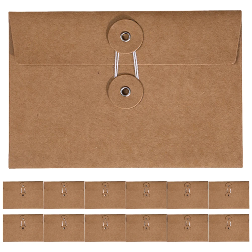 

20pcs Kraft Paper Envelopes Office Storage Bags String Closure Document File Folders Reusable Travel Study Organization