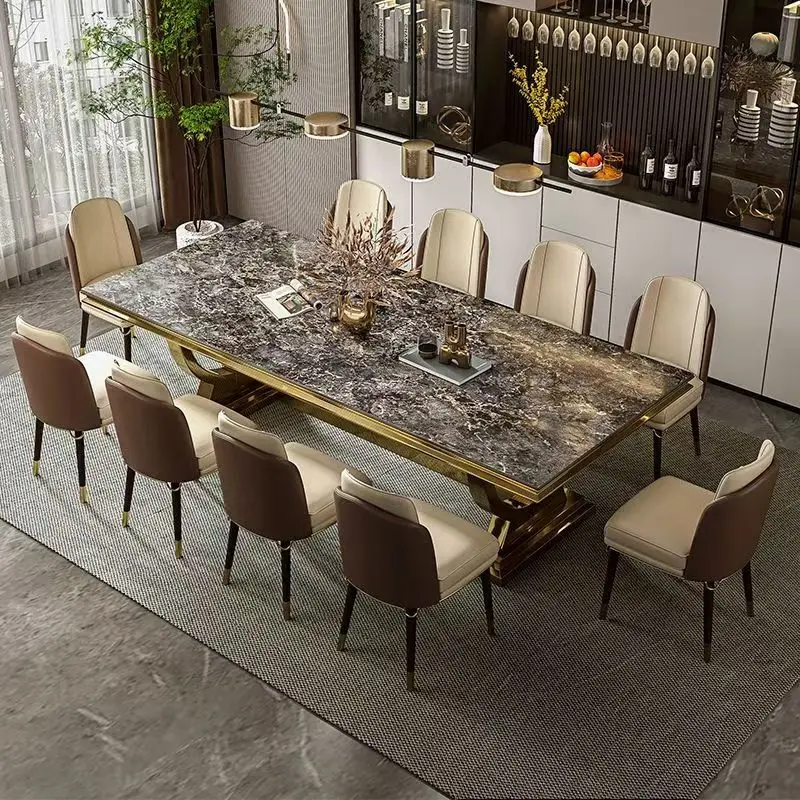 Slate dining table household large apartment rectangular high-end