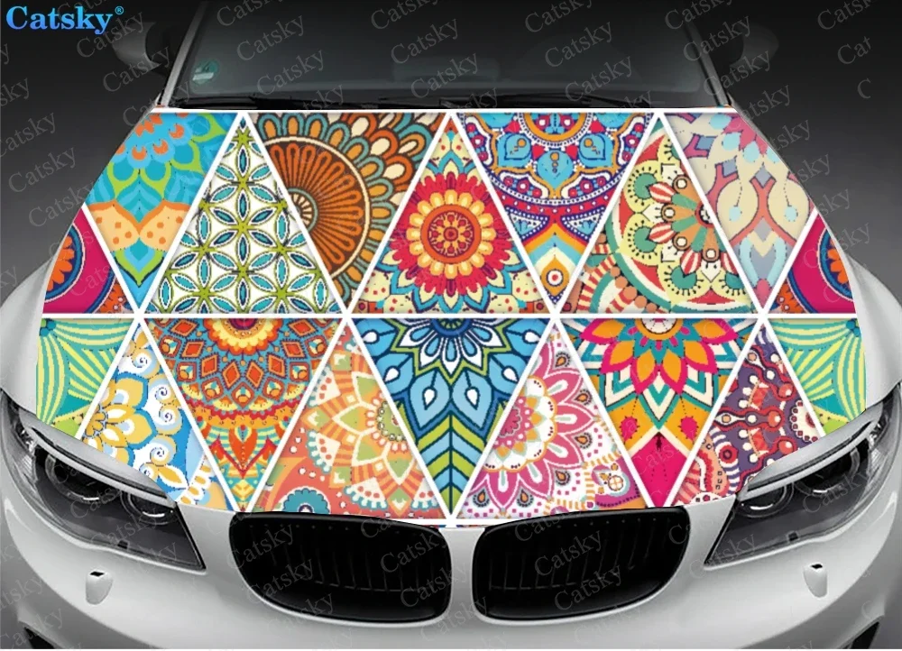 

Автомобильные коврики в этническом стиле с принтом, наклейка со львом на капот автомобиля, виниловая наклейка на капот, полноцветная графическая наклейка, индивидуальная посадка для любого автомобиля