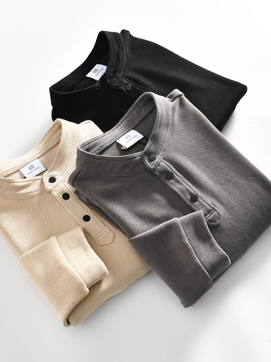 

Men's Spring Casual Loose Fit Henry Collar Long Sleeve Sweatshirt Comfortable Breathable Soft Cotton Polyester Blend Hoodie