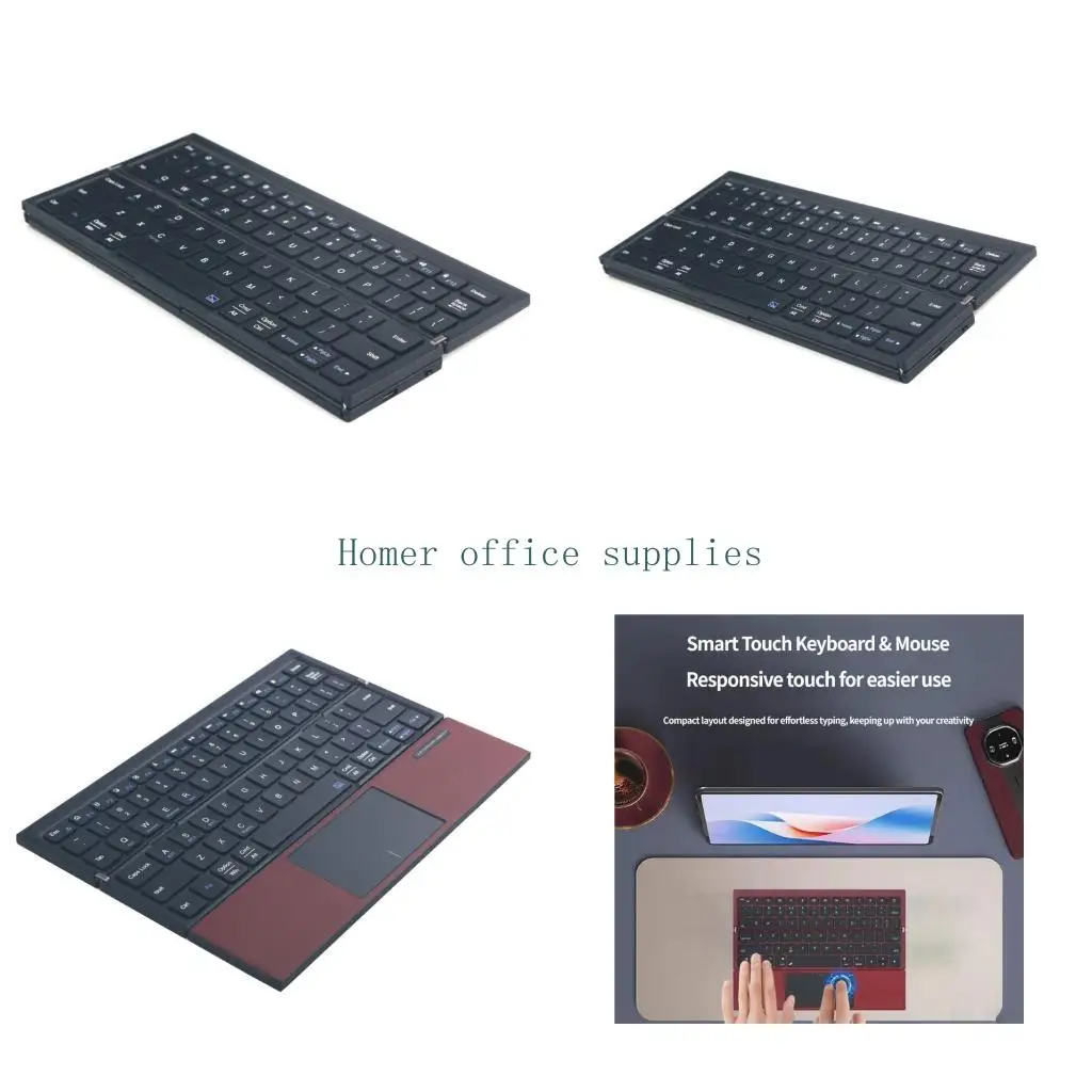 K43B Space Saving Foldable Bluetooth-Compatible Keyboard Touchpads Included Universal Compatibility