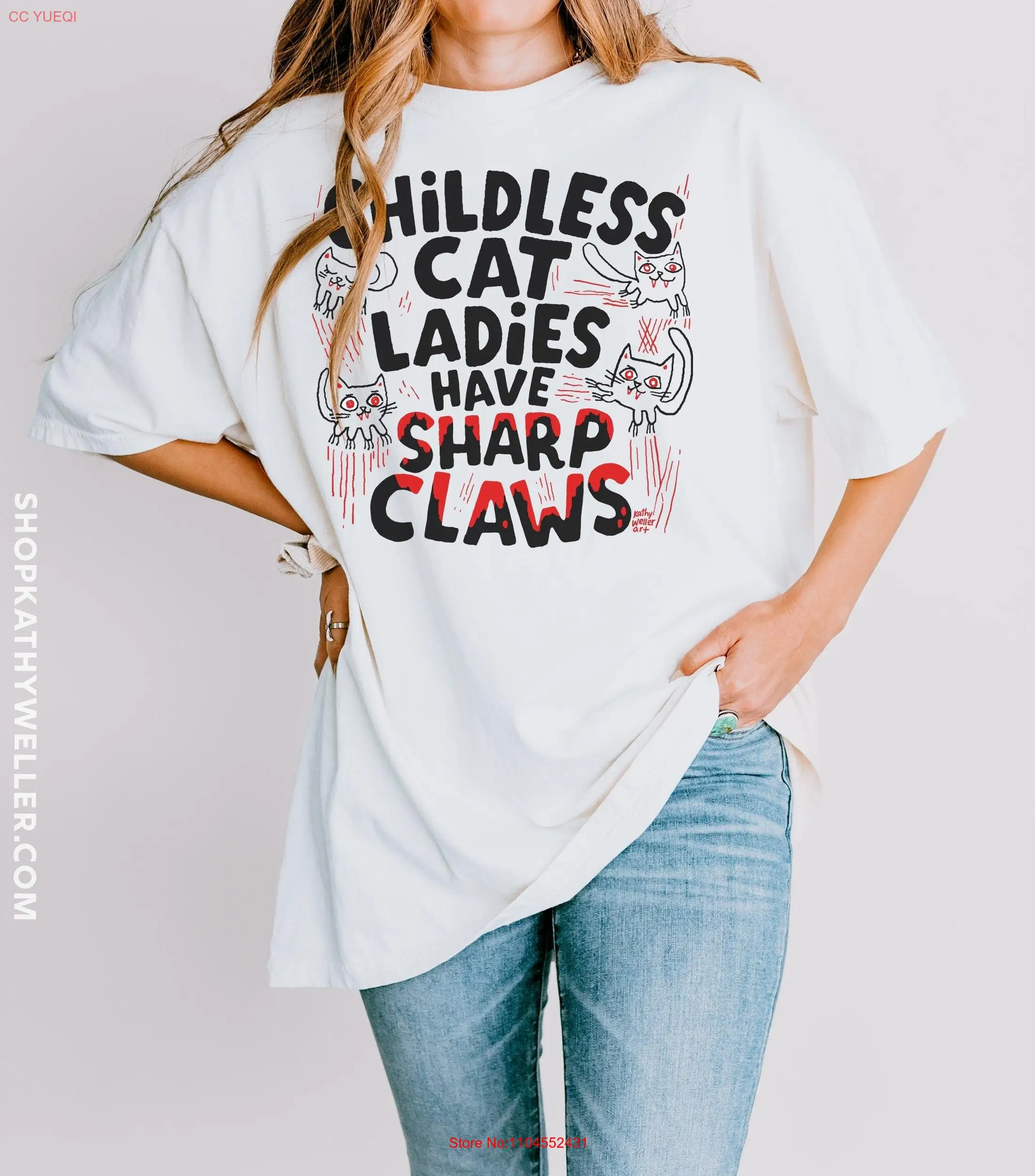 Childless Cat Ladies Have Sharp Claws unisex Comfort Colors t shirt long or short sleeves