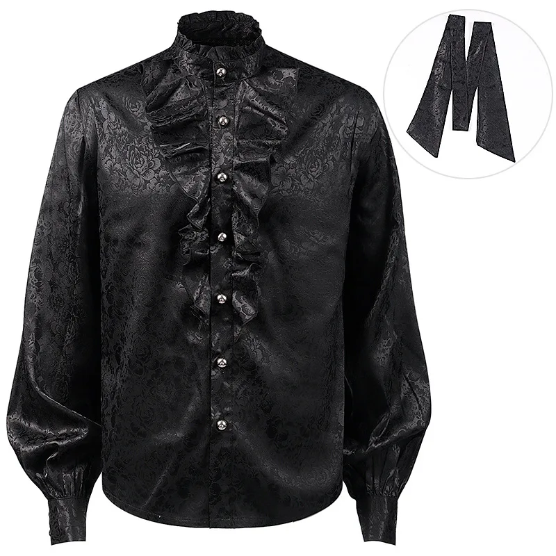 

New Men's Pleated Shirt Medieval Clothing Steampunk Victorian Top