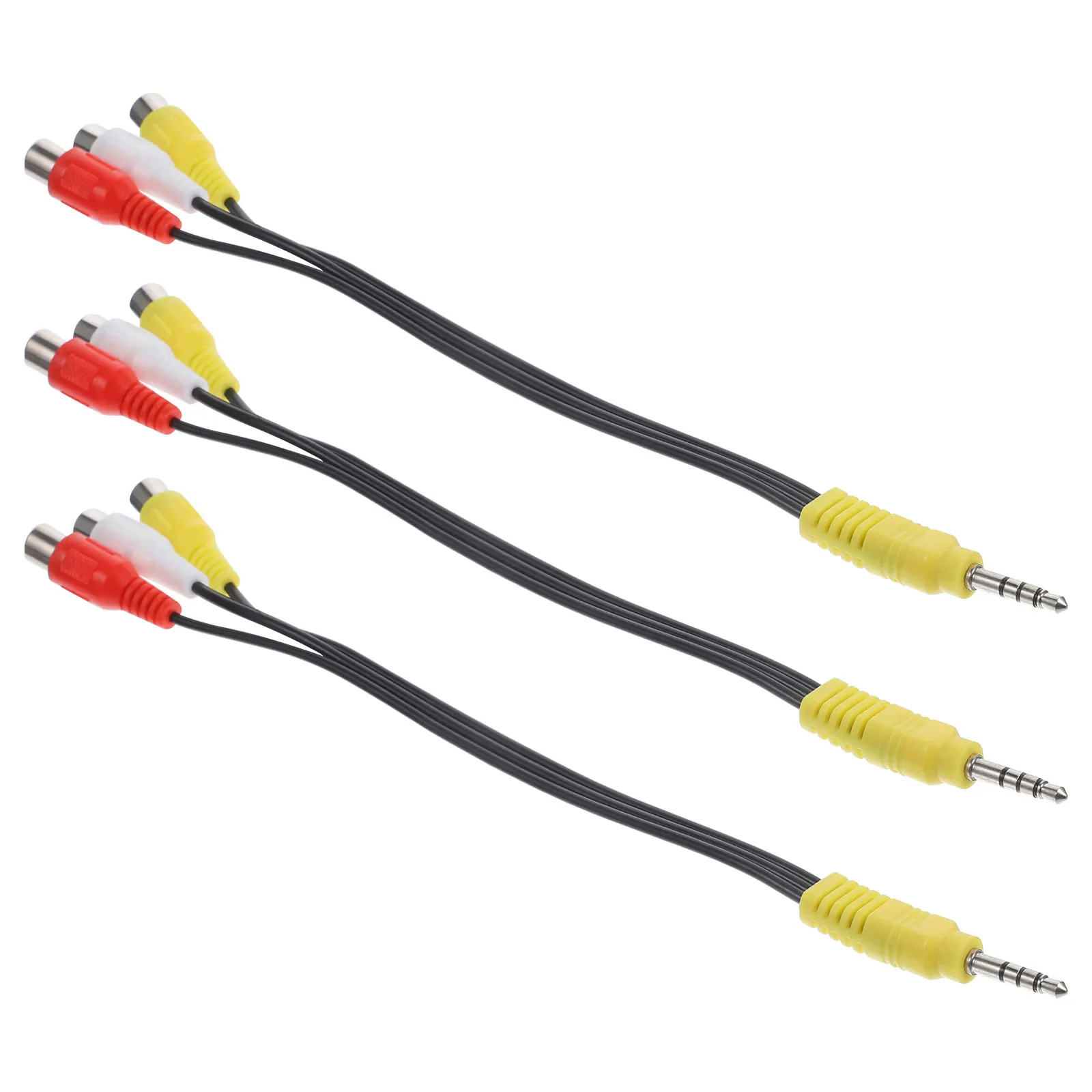 

3pcs Adapter Cable High Definition Video Audio Cord One-to-three Design Compatible Satellite Composite PVC Connecting