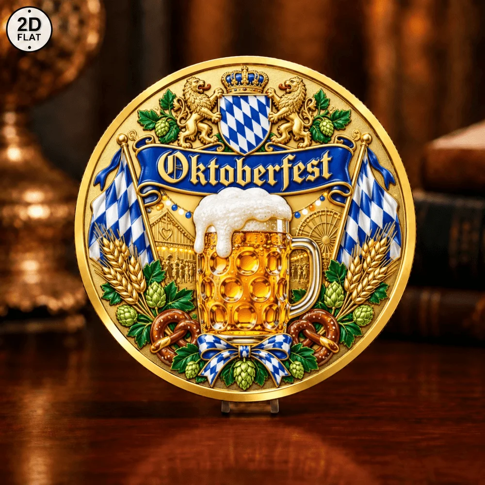1pc Germany Neuschwanstein Castle Oktoberfest Challenge Coin Color Print Beer Festival Commemorative Token Gifts for Travel Love