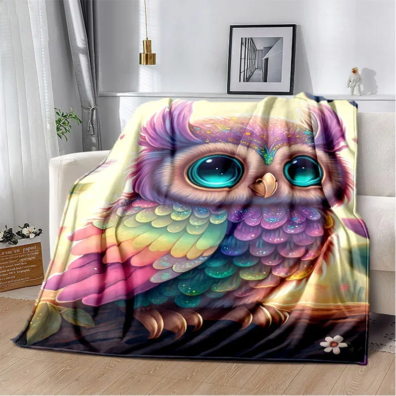 

3D Cute Colourful Owl Cartoon Blanket Fashion Bed Sofa Air Conditioning Fashionable Leisure Picnic Travel Customizable Throw