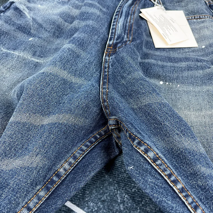 American Cityboy Paint Stains Jeans affusolati in cotone 100% per uomo Pantaloni larghi in denim spesso a gamba dritta per l'autunno retrò invecchiato