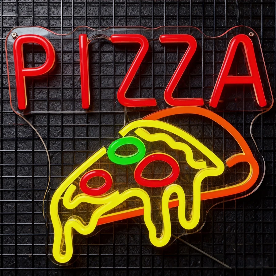 علامة نيون من سلسلة البيتزا لديكور الحائط، لافتة مضيئة لمتجر البيتزا، هدايا حفلات أعياد الميلاد، المطعم، المطبخ، كهف الرجل #5