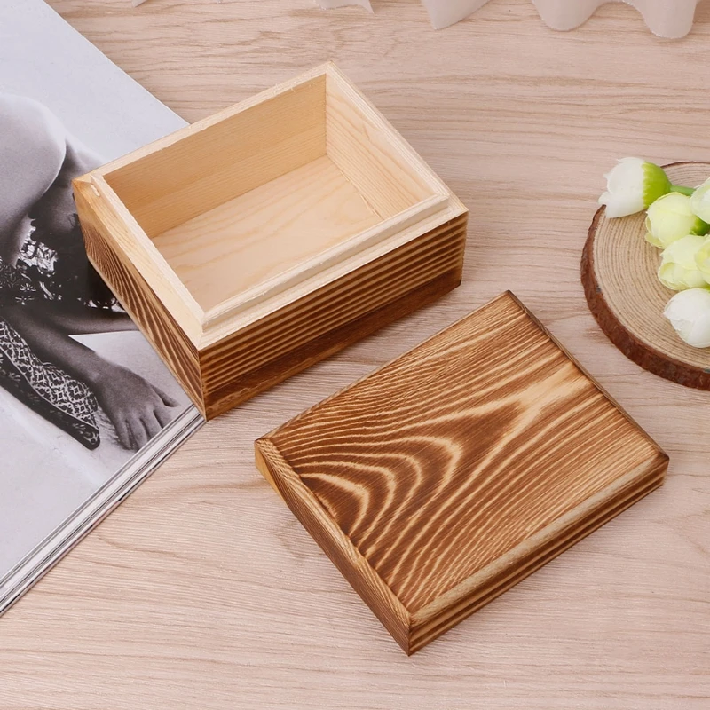 Handmade Wooden Box With Lid Storage Case Crafts Sundries Organizer 2 Sizes B03E