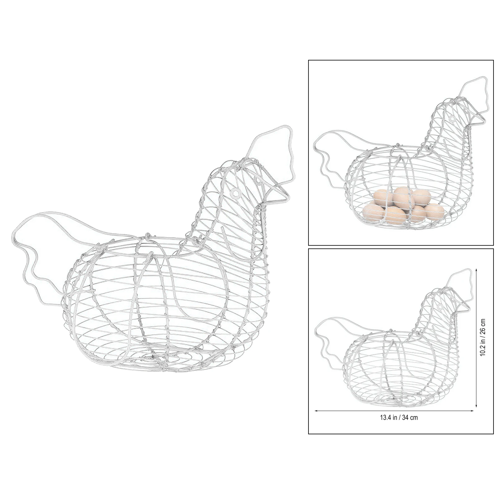 White Iron Art Eggs Storage Basket Chicken Shaped Egg Holder Household Vegetables Fruit Container Organizer Rack Basket